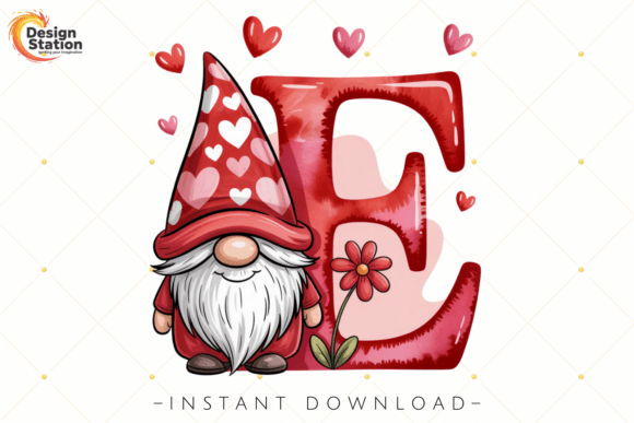 Download Valentine Letter E Cute Love Gnome PNG - Premium Bundle