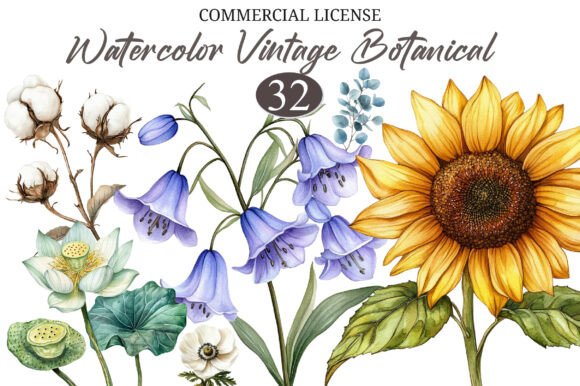 Download Watercolor Vintage Botanical Clipart - Botanical clipart Collection